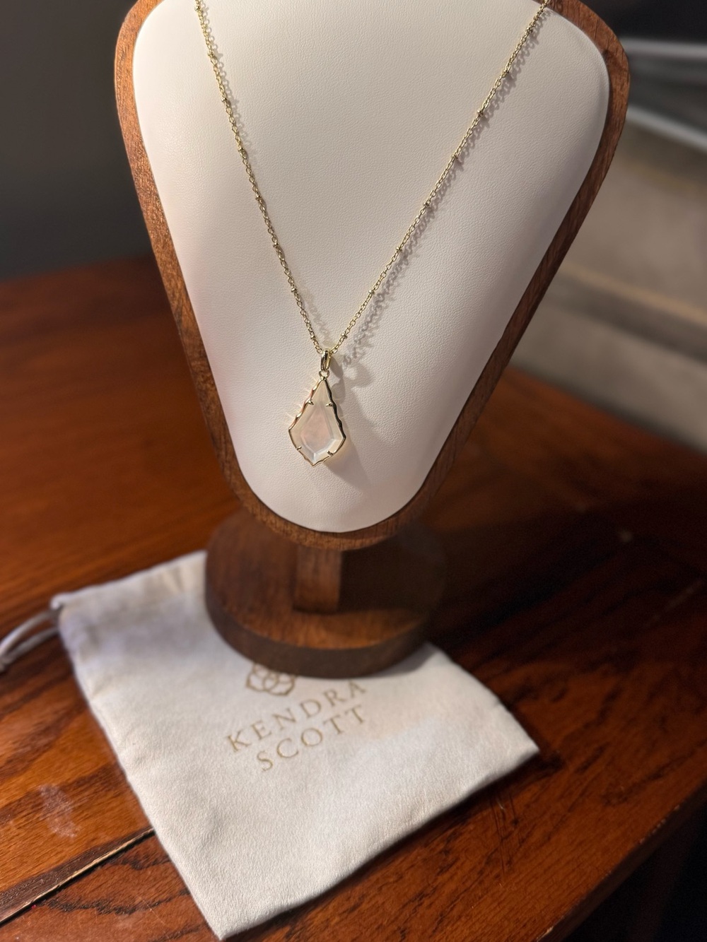 Kendra Scott Gold Pendant Necklace with White Stone